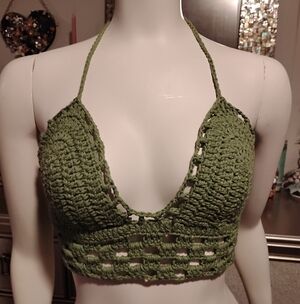 Green Crochet Halter Top